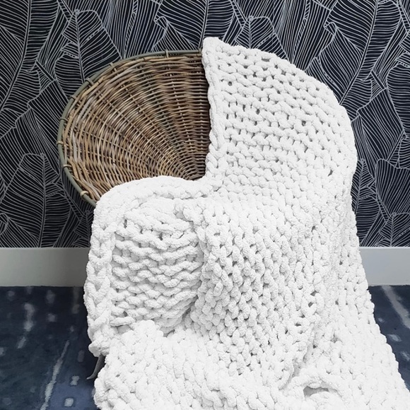 New Chunky Knit Throw Blanket White - Picture 2 of 4